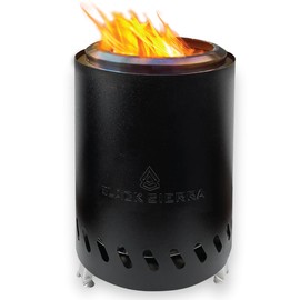 Black Sierra Tabletop Smokeless 7" Firepit, Mini Firepit Burns Wood Pellets, Stainless Steel for Camping, Outdoor & Patio, Wood Burning Portable Bonfire Perfect for Smore's