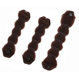 Set of 3 Magic Hair Styling Styler Hair Donut Bun Ring Styler Maker (1 large+2 small) (1 large 2 small) Foam Sponge Bun Shaper Hair Accessories for Kids and Girls (Brown)
