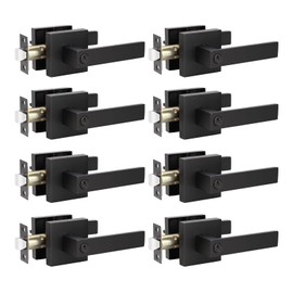 KNOBWELL Door Handles Black 8 Pack, Privacy Lever Door Handles, Heavy Duty 2.07 lb Interior Door Knobs for Bed and Bath, Reversible for Left and Right