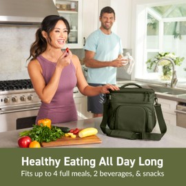Bentgo Prep Deluxe Insulated Multimeal Bag - Lunch Box Bag, Holds 5 Meals, Premium Insulation up to 8 Hrs, Durable, Water-Resistant - Large Capacity For Adult Meal Prep (Olive Green)
