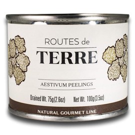 Routes de Terre | Summer Black Truffle Shavings Preserved in Natural Juices | Tuber Aestivum | Preserved, Imported, Gourmet | Total Weight 3.5 ounces | Chef-inspired Ingredients