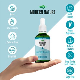 Modern Nature Stevia Flavour Drops - Coconut 100 ml - No Calories, No Sugar - Aroma Drops for Sweetening, Coffee Zero Syrup