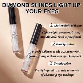 Glitzer Flüssiger Lidschatten 4-teiliges flüssiges Lidschatten-Set Glitter Metallic Highlight Langanhaltender Wasserdicht Lidschattenstift, Shimmer Glitter Highlighter Liquid Shadows Augen Make-up
