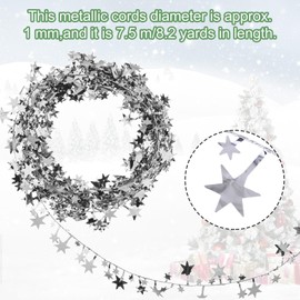 3 Rolls 7.5 m Star Wreath, Stars Tinsel Garland with Wire Silver, Garland Christmas Decorations, Hanging Decoration Garland Christmas, DIY Christmas Garlands for Wedding, Birthday Party