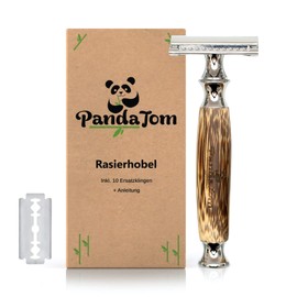 PandaTom Safety Razor for Men and Women with Bamboo Handle, Wet Razor with 10 Razor Blades, High Quality & Gentle, Safety Razor Closed Comb, Sustainable, Plastic-Free