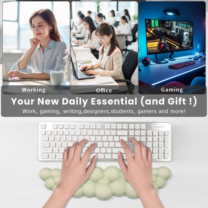 Ergonomic Memory Foam Cloud Keyboard Wrist Rest - Green Support