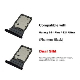 2PCS for Galaxy S21 Plus S21 Ultra Dual SIM Card Tray Replacement, Dual SIM Card Slot Holder Compatible with Galaxy S21 Plus S21 Ultra (Phantom Black)