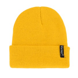 American Trends Baby Beanie Hat for Toddler Kids Beanies Infant Baby Boys Girls Knit Winter Hats 1 Pack Yellow 0-3 Years