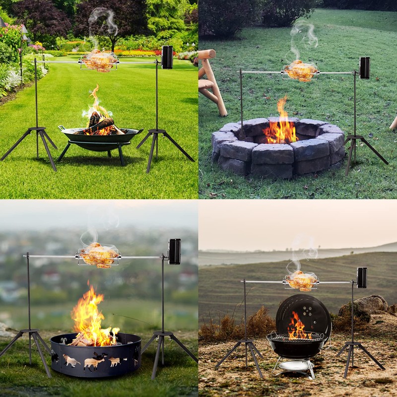 onlyfire Spit Rotisserie Outdoor Camp Grill with Support Legs for