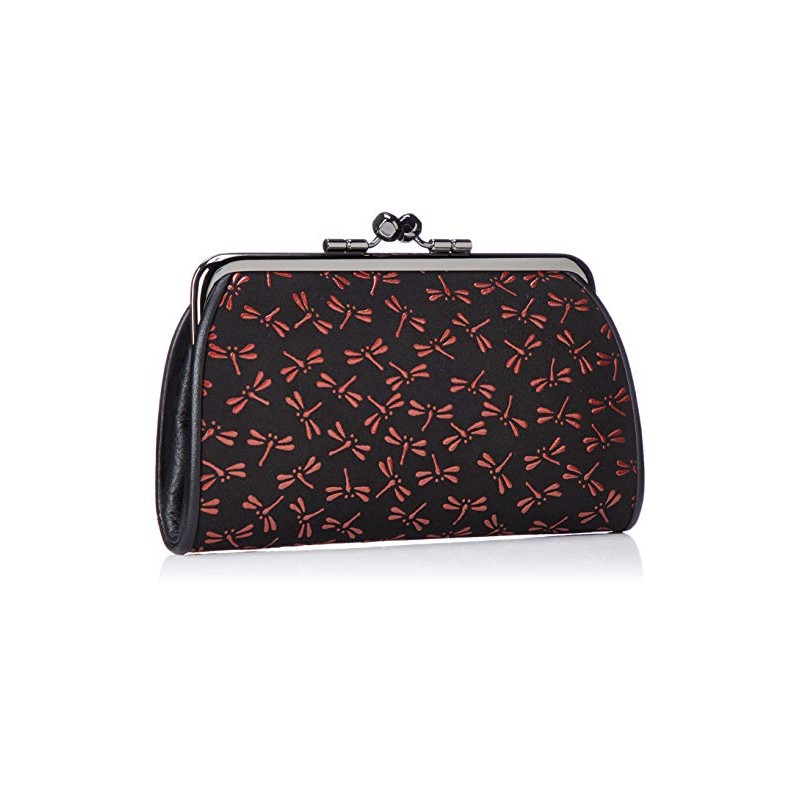 Indenya 340 Parent-child Coin Purse, Black Deerskin x Red Lacquer