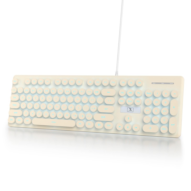 iRoboosta Quiet Keyboard Wired Membrane Keyboard Aesthetic, Full Size 104