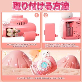 電動おもちゃ カメラ型電動マシン 電動シャボン玉マシン クールなLEDライト 持ち運びが簡単、ピクニック、キャンプ、結婚式、誕生日プレゼント (ピンク)