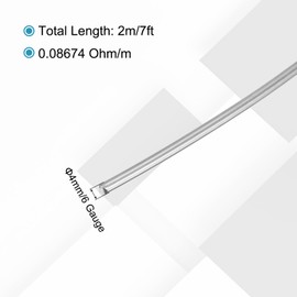 sourcing map 6 Gauge/4 mm Nichrome 80 Cr20Ni80 Heating Resistance Wire 7ft High Temperature for Electronic Components Repairing, Silver Tone