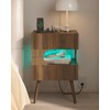 JOONEE Nightstand with Charging Station and LED Lights,Modern Bedside Table