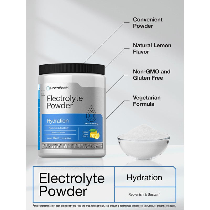 Horbäach Electrolytes Powder | 16 oz | 130 Servings |