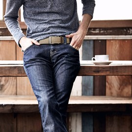 FAIRWIN Golf Belts for Men Woven Stretch 1.3" Elastic Braided Cloth Belts for Jeans Casual Fabric Stretchy Belts Mens