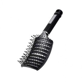Curved Rib Hair Comb for Volume and Scalp Massage Rib Comb Black 3ea