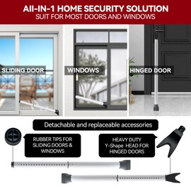 AceMining Upgraded Door Security Bar & Sliding Patio Bar, Heavy Duty Stoppers Adjustable Jammer for Home, Apartment, Travel (1 Pack,White)