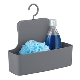 WENKO Barcelona Shower Caddy with Shelf, Moveable Hook, Hanging on Shower Screen, No Drilling Required, Made of Sturdy Plastic, 26 x 24 x 9 cm, Anthracite