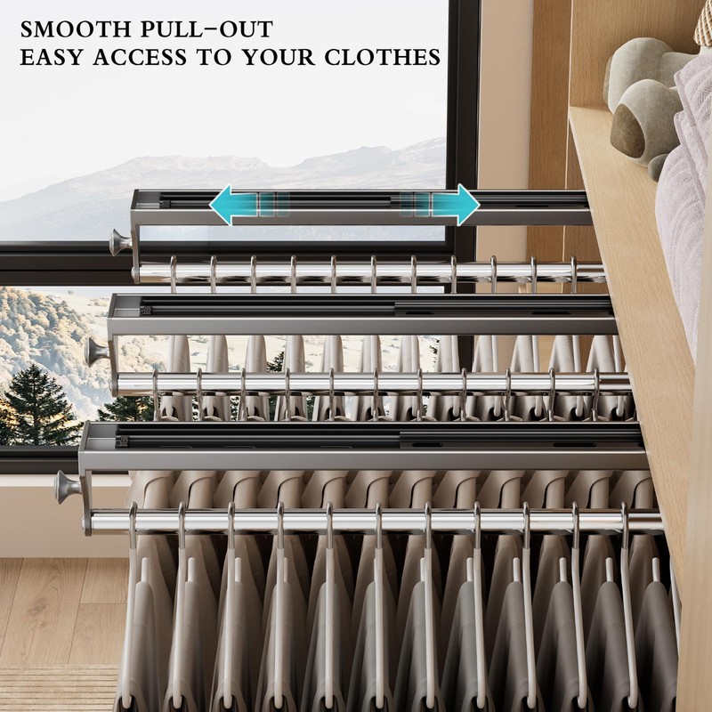 CICUFY Pull Out Closet Rod, 13.7inch Heavy Duty Pants Rack,