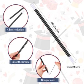 BBTO 9.6 Inch Long Magic Wand Plastic Black and White Magic Wand Trick Wand with White Party Gloves for Wizard Witch Magician Costume Fancy Dress Accessories Birthday Game Accessories