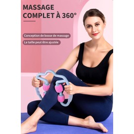 2XK-NOV Massage Roller 4 Rolls for Anti-Cellulite Massage, Deep Muscle Tissue and Thin Legs, Massage Roller for Muscle Relaxation of Arms and Neck (Pink)