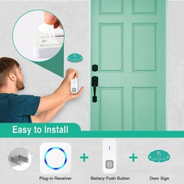 Doorbell, Wireless Doorbell Battery Operated Push Button 2 Plug-in Receivers Waterproof Door Bell with 1300ft Range 55 Ringtones 5 Adjustable Volume Levels LED Flash Doorbells for Home Classroom
