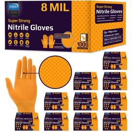 Inspire Heavy Duty Orange Nitrile Disposable Gloves|ULTRA 8 Mil Diamond Textured For Secure Grip|Food Safe, Mechanic, Industrial Disposable Latex Free Gloves Large, 1000 Count