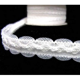 MIABE Ribbons Supplies for 5 Yds White Wedding Roses Rosebuds Rose Tulle Trim Ribbon 3/4" W for Gift Wrap, Holiday Decor, Garland, Gifts, Wrapping, Wreath, Gift Bow,Craft Projects.