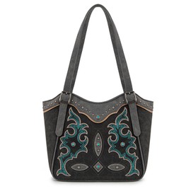 Montana West Western Tote Bag for Women Embroidered Boot Scroll Shoulder Bag MW1344-8250BK