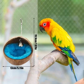 coconut shell bird nest natural coconut shell parrot nest bird house hanging nesting cotton warm mat for nesting toys parakeet parrot canary budgie cockatiel fowl bird hamster squirrel house small