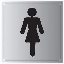 V Safety General Door-Ladies Toilet Sign - 150mm x 150mm - 3mm Brushed Alu Comp