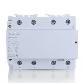 Shopcorp 4 Pole contactor 120v Coil 100 Amp Normally Open IEC 500V Switch 110/120VAC Coil Lighting Load 100A, Motor Load 60A, AC Contactor - Slim Model