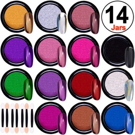 Duufin Polvo de uñas cromado metálico cromado de 28 colores para decoración de uñas con efecto espejo con 28 varillas de sombra de ojos, 1 g/frasco