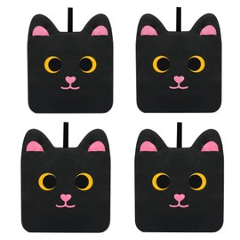 NIGOWAYS 4PCS Black Potholders - Pot Holders for Kitchen,Cute Cat Design Hot Pads with Pocket and Hanging Loops,Heat Resistant Hot Pad Oven Mitts for Kitchen Cooking and Baking