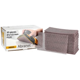 Mirka Abranet 5417805032 Mesh Sanding Strips 81 x 133 mm Velcro / Grain P320 / Pack of 50 / for Sanding Wood, Spatula, Varnish, Plastic