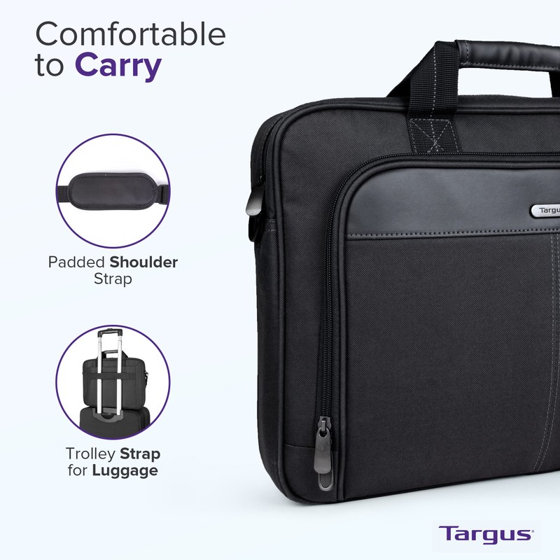 Targus 15-16 Inch Classic Slim Laptop Bag, Black - Ergonomic