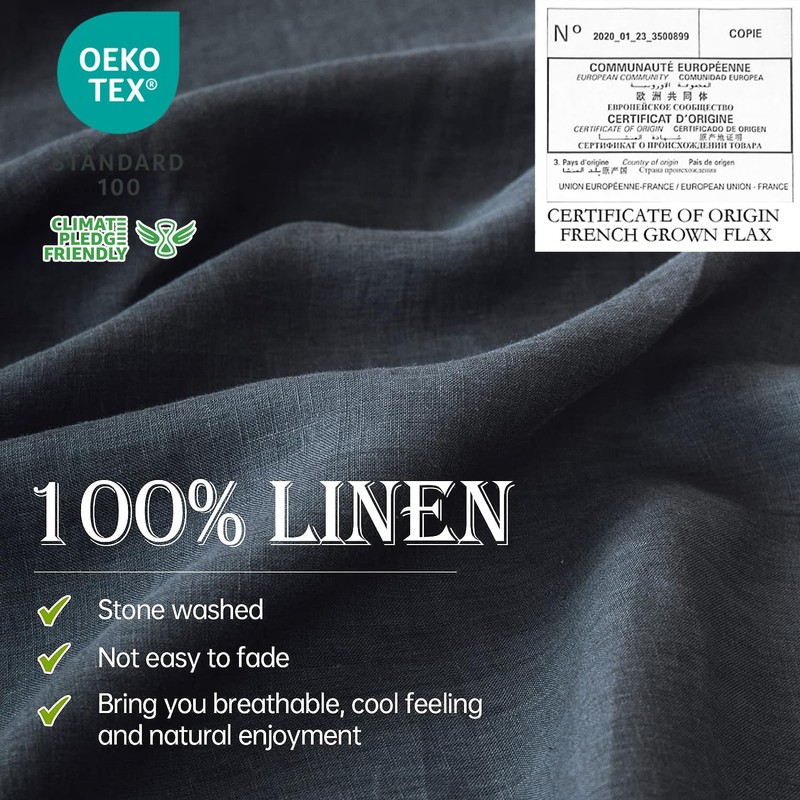 Simple&Opulence 100% Linen Sheet Set 4pcs Basic Style, Deep Pocket,