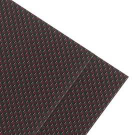 MECCANIXITY 2Pcs Carbon Fiber Sheet 250x100x1mm 3K Carbon Fiber Board with Metallic Threads Plain Weave Glossy Surface Laminate Plate Panel for Automotive, Cars, RC Models, Drones, DIY, Red