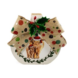 AGD Christmas Decor - Highland Cow Wood Chunky Wood Bulb Sitter