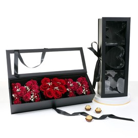 UNIKPACKAGING “MOM” Flower Gift Letter Shaped Fillable Box, with Plastic Liner, Size 22″ x 8″ x 4″ inches, for Luxury Style Flower and Gift Arrangements (Lavender)