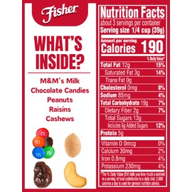Fisher Snack Summit Trail Mix, 4 oz (Pack of 6), Peanuts, Milk Chocolate Candies, Raisins and Cashews, Snacks for Adults and Kids, Dried Fruit Snack, Individually Wrapped Snacks