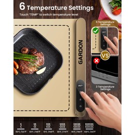 Gardon Warming Mat for Food - 18"x11" Food Warmers for Parties Buffet, Electric Warmer Tray with 6 Temp Settings, Portable Silicone Heating Pad, Kitchen Gadgets & Gifts for Party Home Travel, Beige