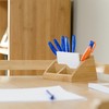 Relaxdays Bamboo Desk Organizer, Stationery Pen Holder, Office File Sorter