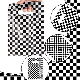 Hxezoc 50 Pieces Race Car Party Bags Plastic Checkered Bags Practical Gift Bags Race Car Party Favors for Race Car Theme Birthday Party Decoration Supplies