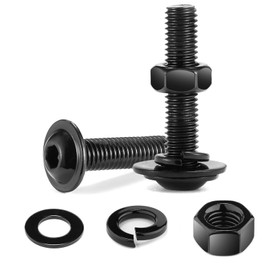 10Pcs M5 x 20mm Bolt Flanged Button Head Socket Cap Bolt Screws, Black Oxide 304 Stainless Steel Nuts and Bolts, Allen Screws, Flat & Lock Washers, Nuts and Bolts Assortment Kit by Wavanta