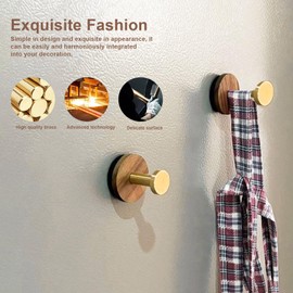 WJUAN Wooden Coat Hooks, Pack of 2 Magnetic Towel Hooks, Round Coat Hooks, Vintage, T-Hooks with Screws and Magnets, for Hanging Clothes, Hats