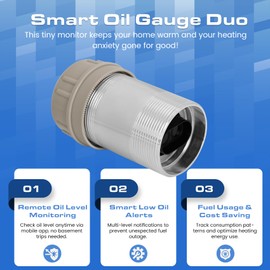 Smart Oil Gauge Duo, Wi-Fi Heating Oil Tank Monitor, Ultrasonic Liquid Level Sensor with App Alerts, Remote Fuel Gauge for Diesel, Water Storage and Home Heating Systems