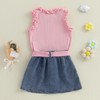 ZZLBUF Toddler Girls Summer Outfits Solid Color Ruffle Sleeveless Tank