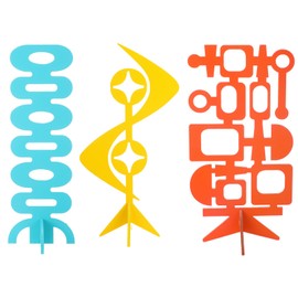 Yousoontic 3 Pcs Mid Century Modern Table Decor Atomic Bulb Atomic Stars Geometric Shapes Accent Sculpture Wooden Mid Century Modern Decorative Aesthetic Decor for Home Living Room Table Centerpieces